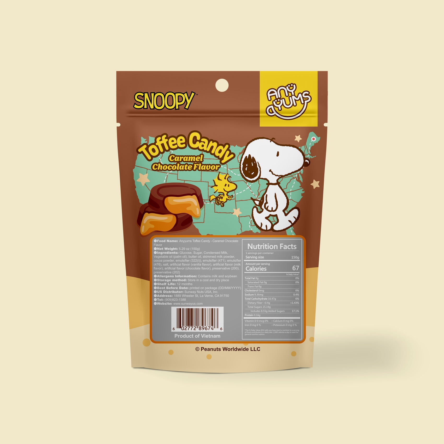 Snoopy Toffee Candy 150g - Caramel Chocolate Flavor